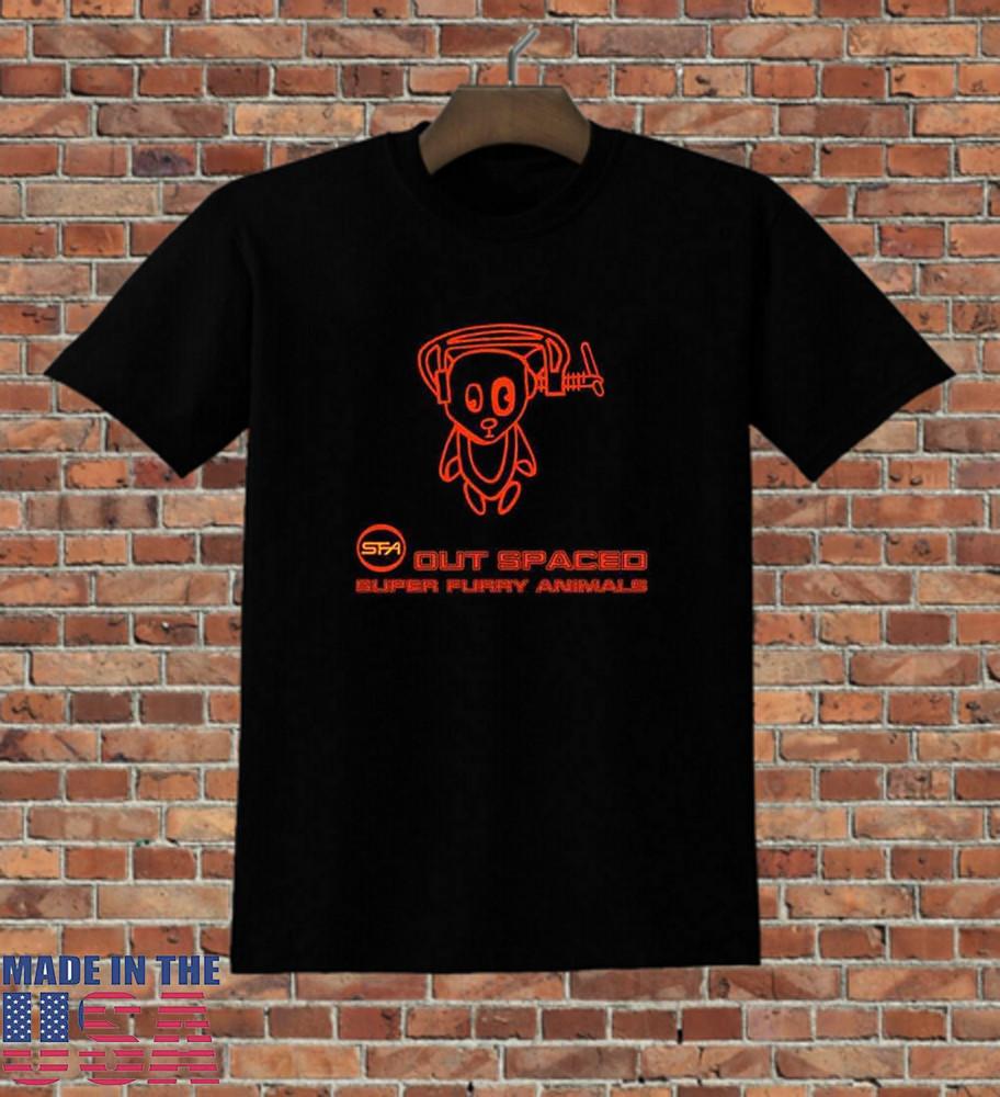 Super Furry Animals Band Out Spaced Black Cotton T Shirt  Unisex T-Shirt S