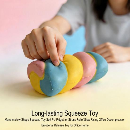Marshmallow Shape Squeeze Toy Soft PU Fidget for Stress Relief Slow Rising Office Decompression Emotional Release Toy for Office Home