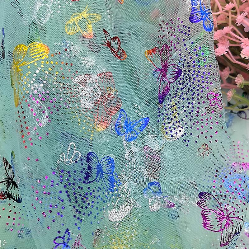 Seven-Color Hot Stamping Butterfly Mesh Fabric for Wedding Dresses, Evening Gowns, DIY Crafts, Women's and Children's Apparel Accessories