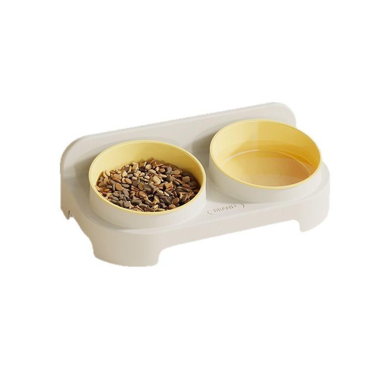 Eco-Friendly Elevated Dual Pet Bowl - Slanted Neck Support Cat & Dog Dish with Anti-Tip Base for Food and Water
