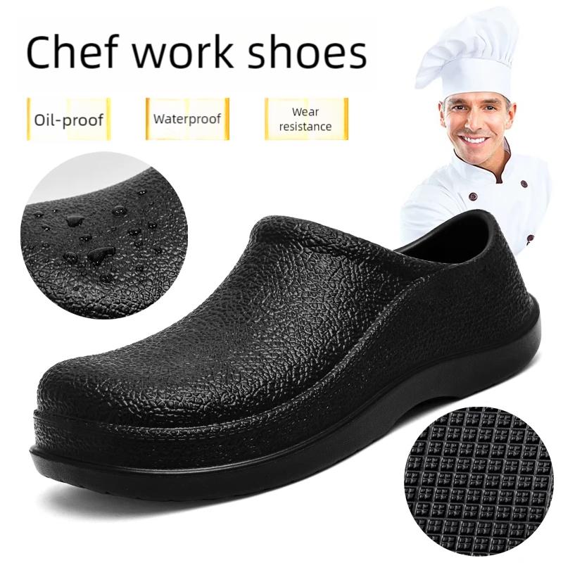 Fashion Chef Work Shoes Four Seasonal Men's Anti Slip Waterproof Wear-resistant Garden Shoes Nurse Sandals Comfort Soled Work Slipper