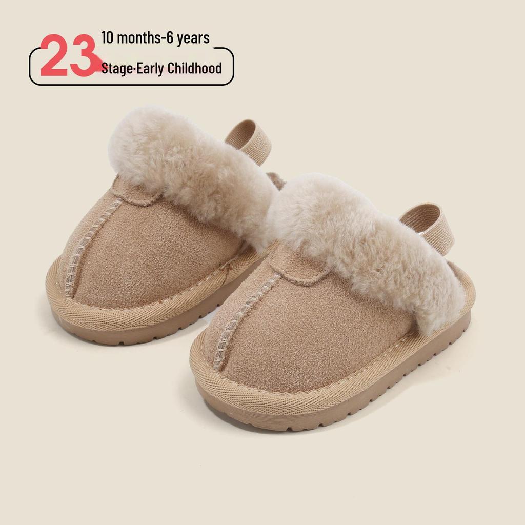 Fleece-Lined Cotton Slippers: Boys'/Girls' Toddler Walking Shoes, Warm Baby Pre-Walking Winter Footwear.