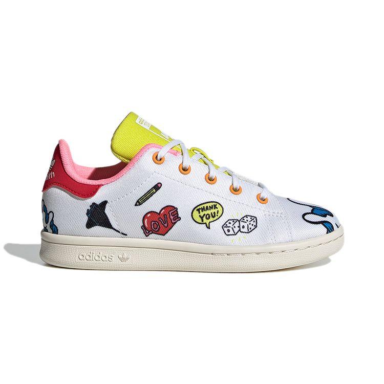 Adidas Aaron Kai X Stan Smith Primeblue Little Kid Doodles Kids Sneakers White Cloud-White Vivid-Green FY2687