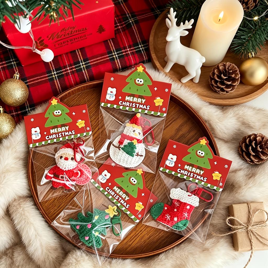 Christmas Keychain Set Cute Knit Stocking Bag Charms Holiday Gift Tags Purse Accessories Stocking Stuffers for Women Girls