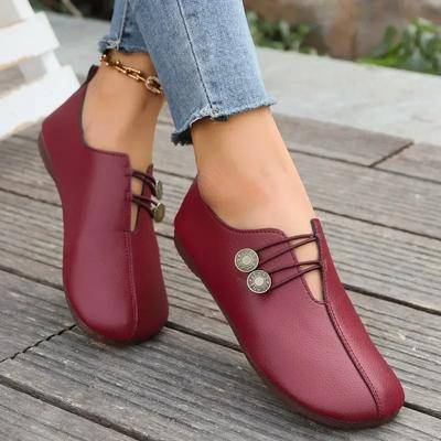 Luxury Slip-on Loafers Round Toe Women's Autumn Flat Shoes Casual Women Shoes Solid Fashion Buckle Flats Zapatos Mujer
