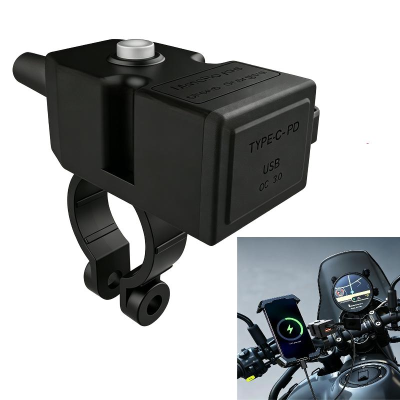 Waterproof Dual USB Charger for Motorcycle Electric Bike Scooter Quick Charge Adapter for Outdoor Riding