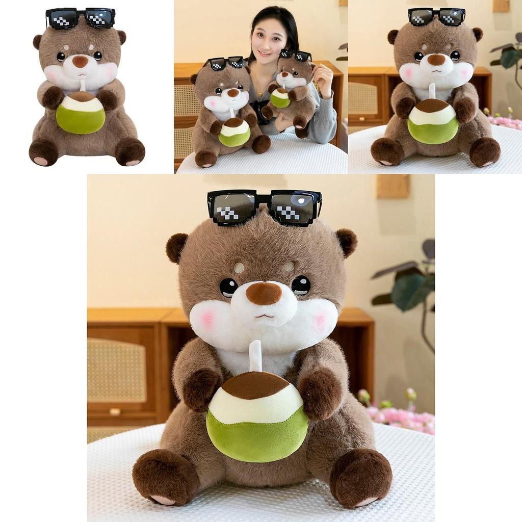 Adorable Coconut Drinking Sloth Capybara Plush Toy Soft Stuffed Animal Gift For Birthdays