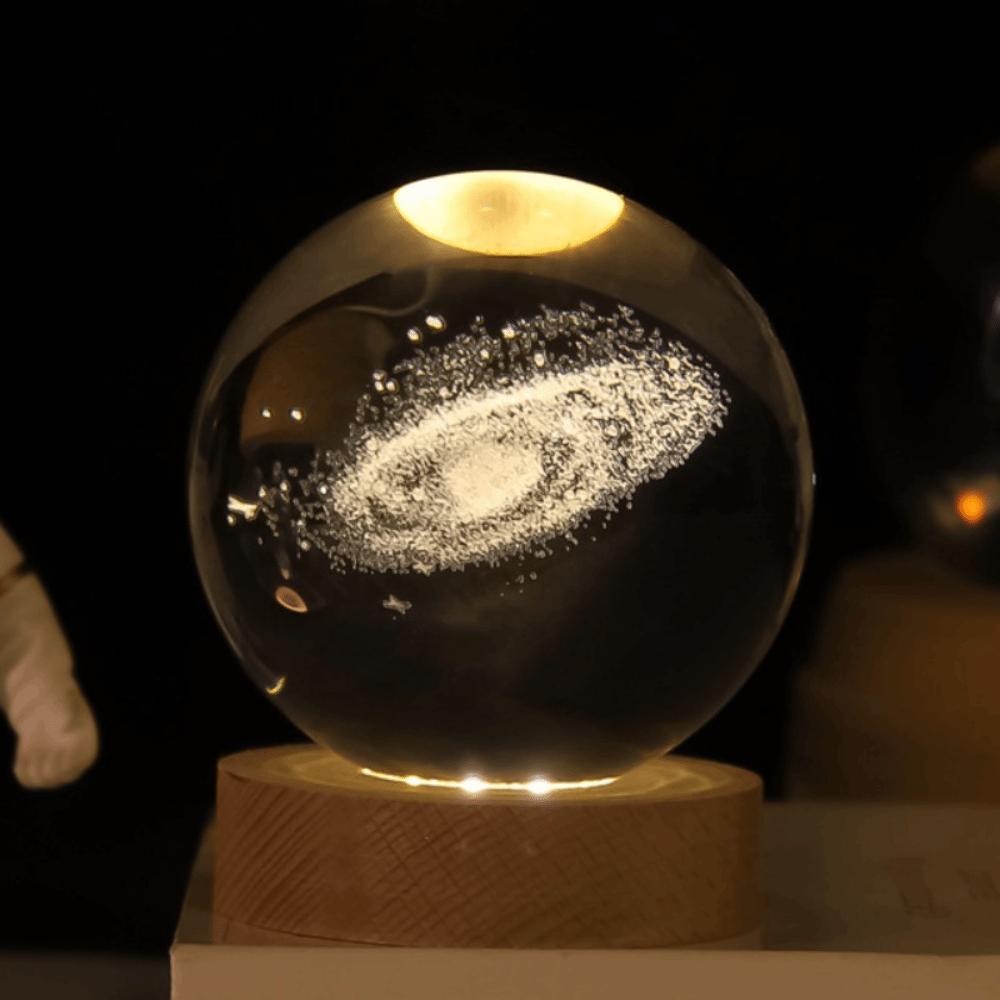 Crafts With LED Stand 3D Crystal Ball Laser Engraved 6cm Universe Gifts Unique 3D Solar System Crystal Ball Night Light