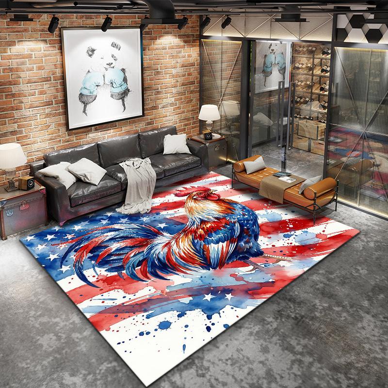 American Flag Animals Pattern Square Carpet,Area Rug,Carpet Rug for Living Room Bedroom Sofa Playroom Decor,Non-slip Floor Mat,Holiday Birthday Gifts