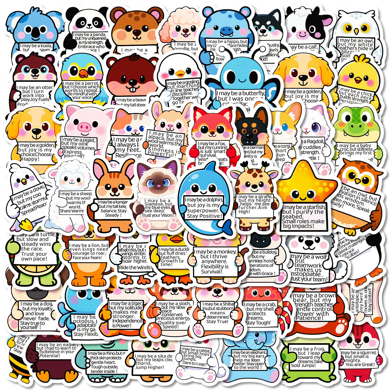 

56 Animal Inspirational Cartoon Stickers No Duplication Creative Personality Children s Fun Toy Stickers One Size