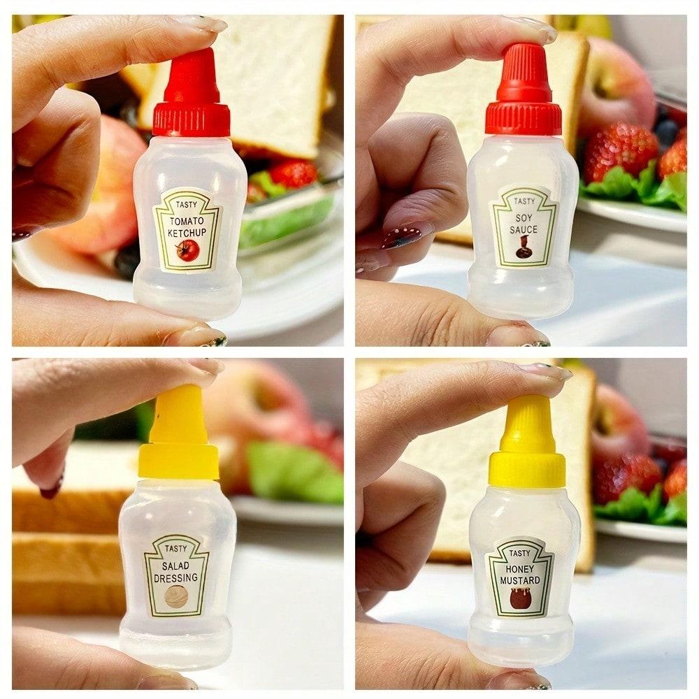 4pcs Set of Portable Tomato/Honey/Soy Sauce/Salad Squeeze Bottles/Lunch Sauce Bottles for Barbecue, the Best Partner for Lunch Boxes