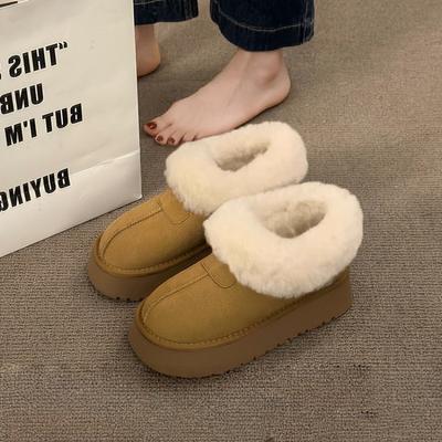 Snow Boots Thick-soled Autumn and Winter New Fleece Thickened Warm Cold-resistant Fluffy Shoes Short Tube Fashion Go Out Versatile Cotton Shoes