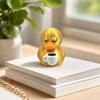 3D Printed Coffee Duck Collectible Figurine, Detailed Gold Duck Holding Coffee Cup Desk Decor for Colleagues And Friends