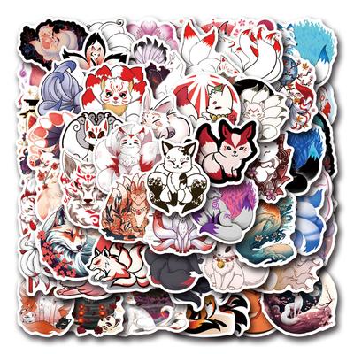 55 Kitsune Doodle Stickers Decoratieve Scooter Computer Gitaar Account Cartoon Stickers