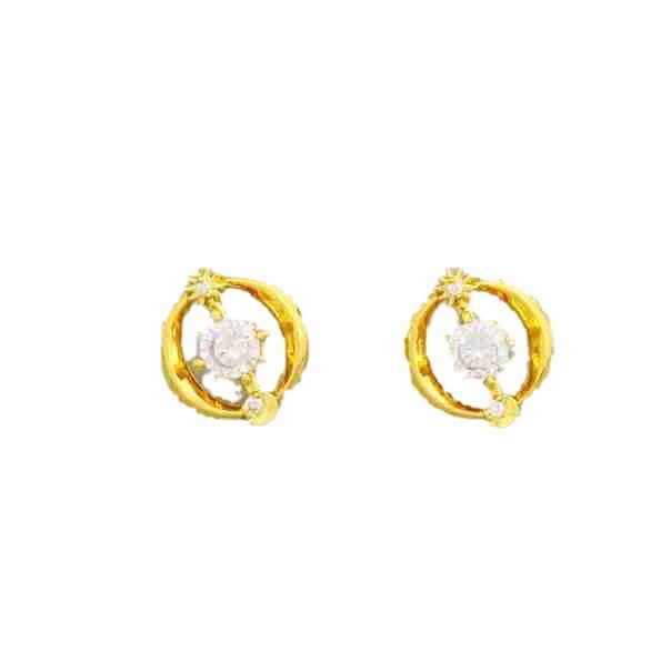 Light Luxury Design Fashion Earrings Women'S Geometry Round Sunflower Zircon Stud Earrings