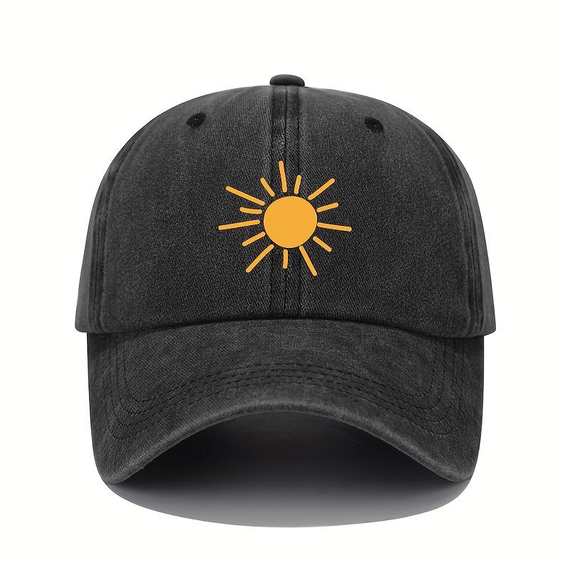 Freedom Outdoors Women's Green Golden Sun Print Baseball Cap Retro Lightweight Washed Cap Adjustable For Both Men And Cm