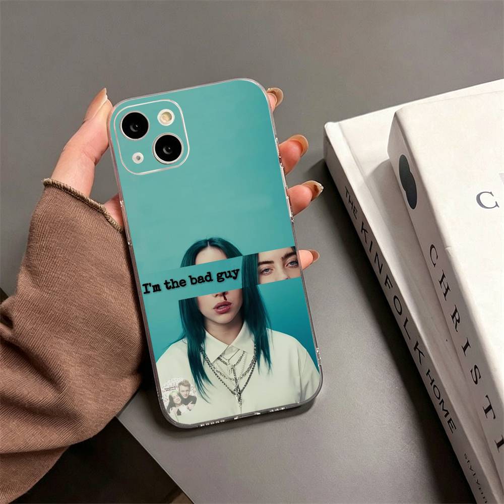 Singer B-Billie Eilish Phone Case For iPhone17,16,15,14,13,12,11 Plus,Pro Max Soft Transparent Cover