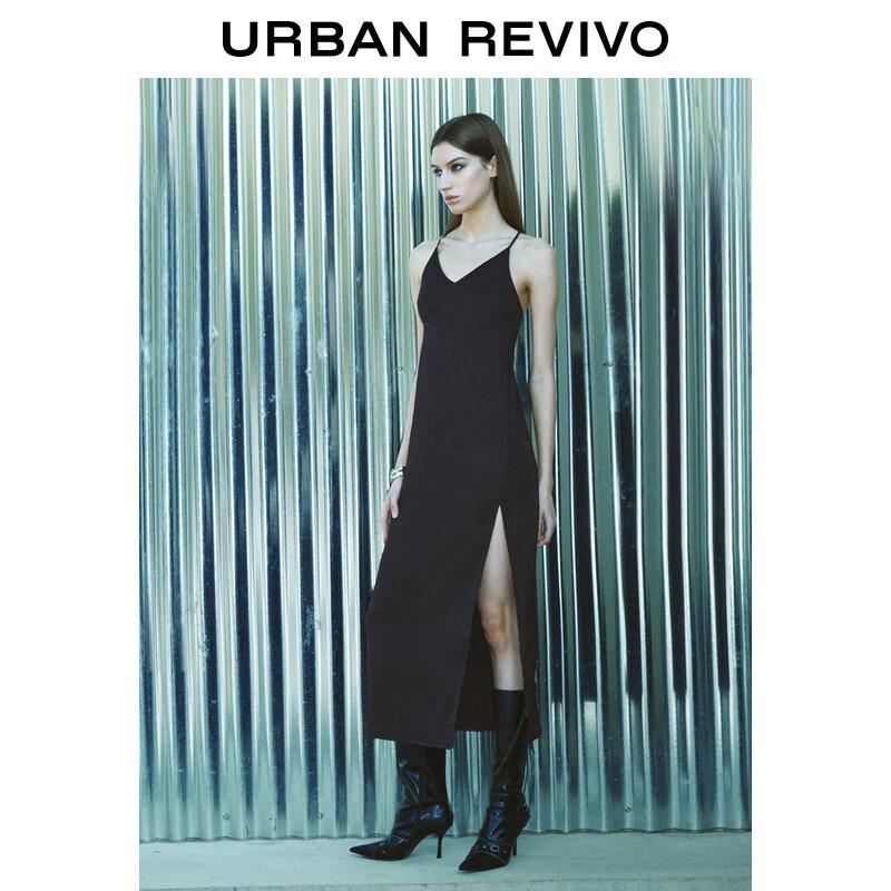 UR Women's Retro Jacquard Cross-Strap Side Slit Dress