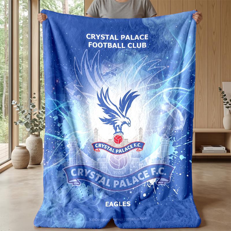 Couverture Flottante en Flanelle Imprimée Football Crystal Palace, Couverture Jetée Douce Chaude Légère pour Canapé Lit Camping