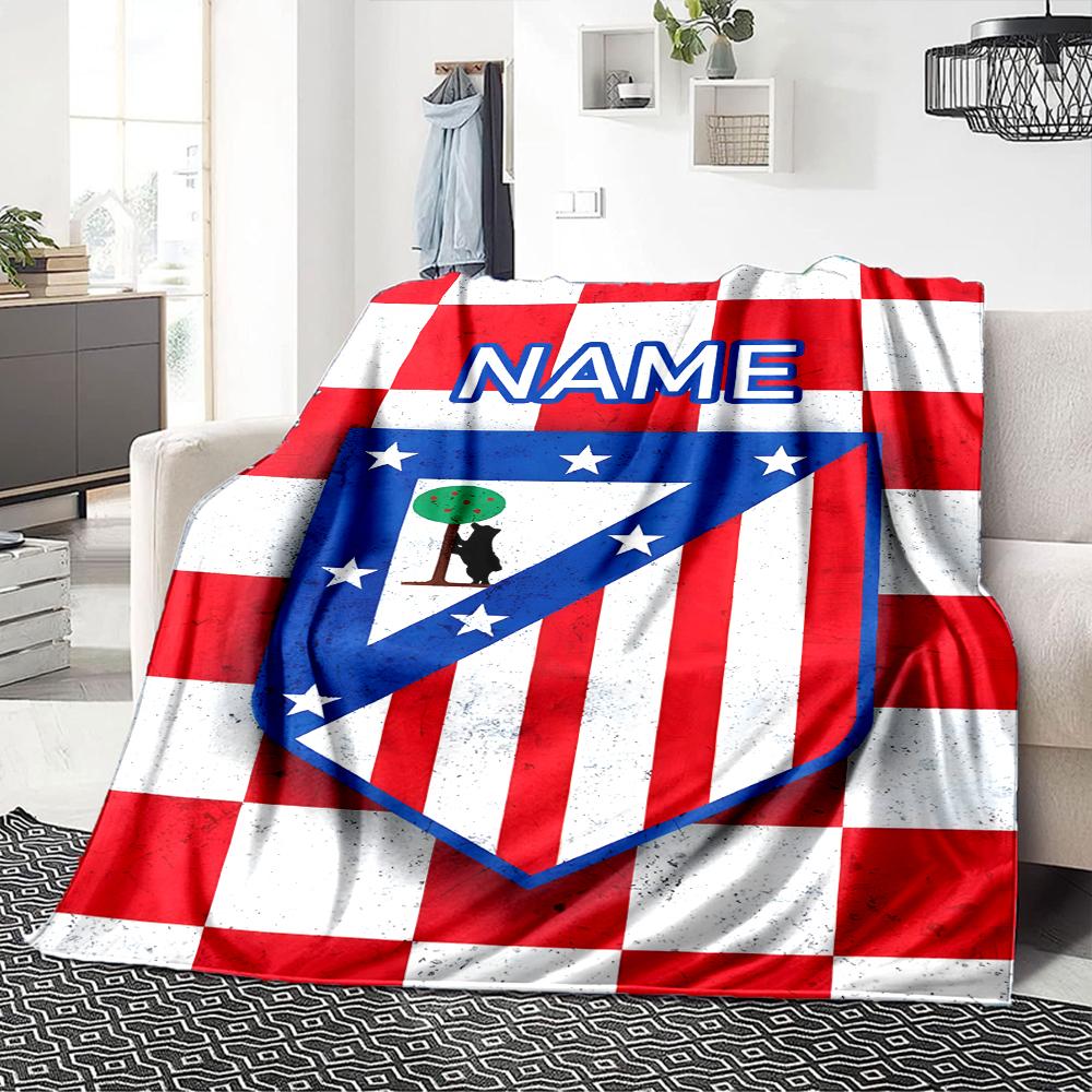 Custom Name Atletico Madrid Crest blanket for Couch & Bed, Plush Cozy Fuzzy Blanket Super Soft & Warm Blankets for Fall and Winter. 0908250