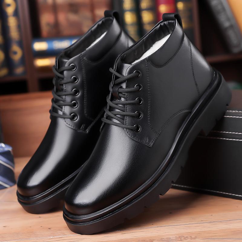 Martin Men's Shoes Autumn and Winter New  Dress Leather Shoes Men's Velvet Thermal Cotton Shoes Snow Boots