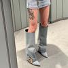 2025 Autumn and Winter New Fashion Pointed Thin Heel Pleated High Boots High Heel But Knee Versatile Boots