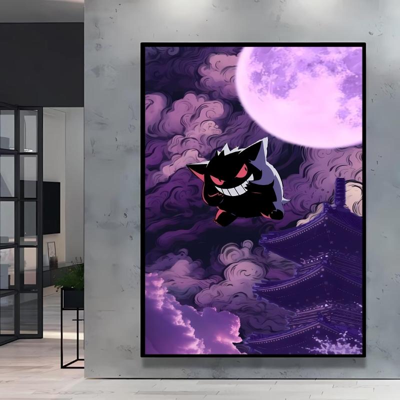 Canvas Artwork Painting Pokemon Gengar Poster Hd Prints Cartoon Character Picture Classic Modern Home Living Room Wall Decor