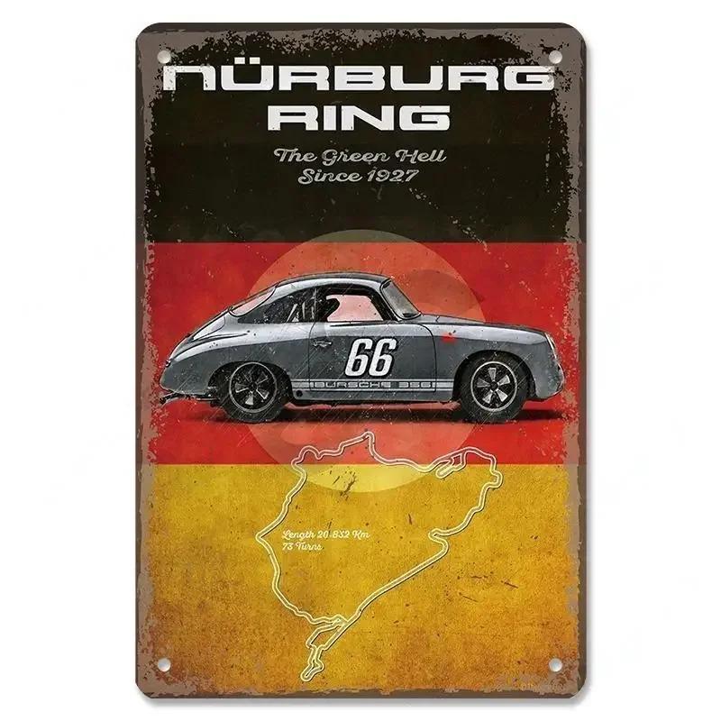 Metal Tin Signs Racing Car Plaque Metal Poster F1 Racetrack Nostalgic Vintage Metal Wall Art Decor for Garage Racing Club Home