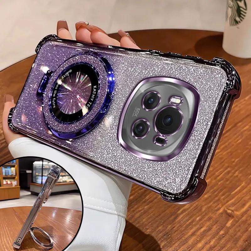 Luxury Four-corner Anti-fall Shell for Magic 7 6 5 Lite Magic 6 5 Pro Magic7Pro Honor X9C X9B X9A Glitter holder protective case