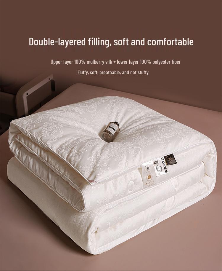 All-Cotton Thickened Mulberry Silk Quilt - Warm, Breathable, Jacquard Satin for All Seasons