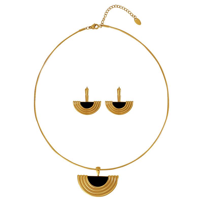 French Design Earrings Necklace Set Female Classical Egyptian Stud Earrings Metal Temperament Versatile