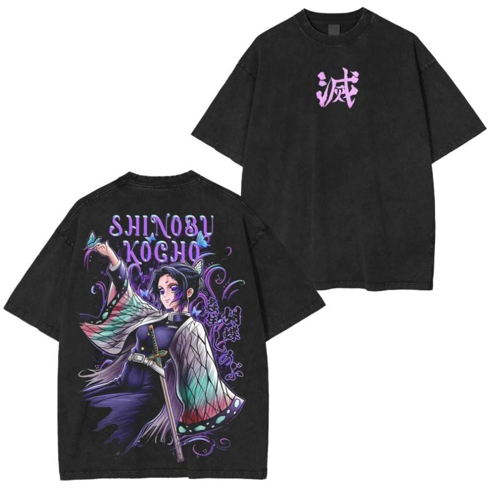 Demon Killer Anime Retro Washed T-Shirt for Role-Playing Summer Casual Outdoor Daily Outfit