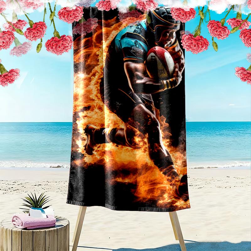 Football Print Beach Towel, Large Soft Quick Dry Towel for Beach Camping Swimming