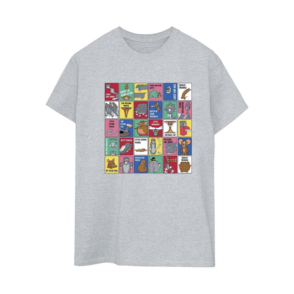 Tom And Jerry Womens/Ladies Grid Squares Cotton Boyfriend T-Shirt