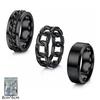 Set 8mm Black European and American Men's Chain Ring, Brushed Sand Surface Matte Titanium Steel Jewelry