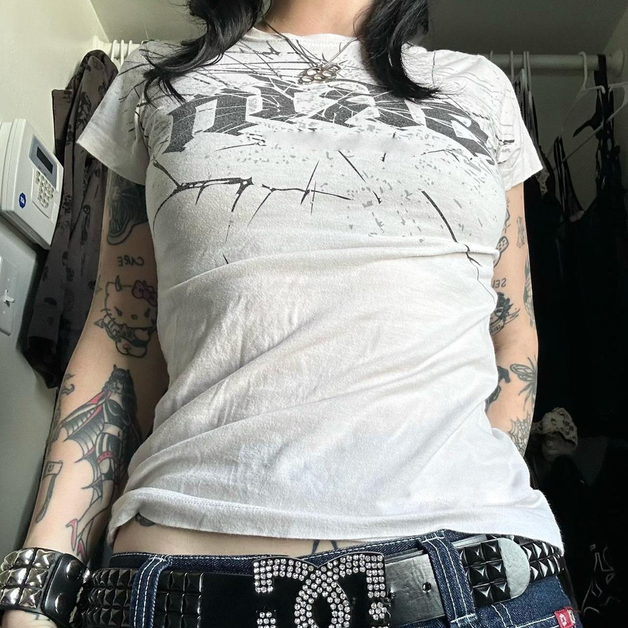 

Женские узкие готические топы с абстрактным принтом в стиле ретро с коротким рукавом и круглым вырезом в стиле гранж, уличная одежда XL слоновая кость