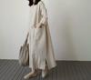 Women's Korean Style Cotton Linen Mid-Length Dress with Pockets - Plus Size, Loose Fit, Casual Fashion
