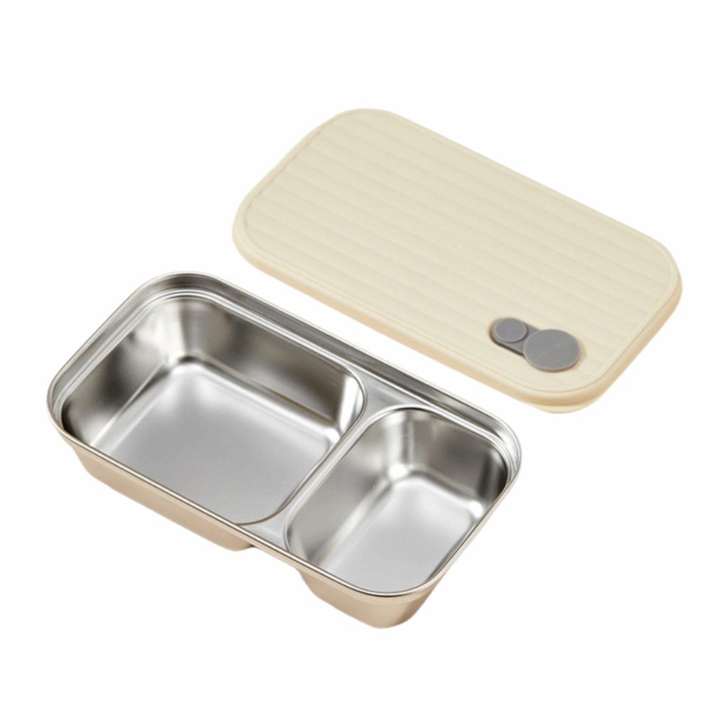 

Штабелируемый ланч-бокс 304 нержавеющая сталь для сохранения свежести ланч-бокс дорожный поднос для еды дорожное использование Beige-2 Grids