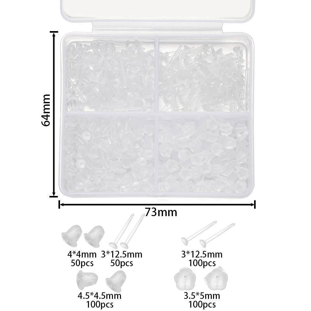 

260-690pcs/Box Earring Studs with Soft Silicone Rubber Earring Back Stoppers for DIY Earring Findings Jewelry Making Kits