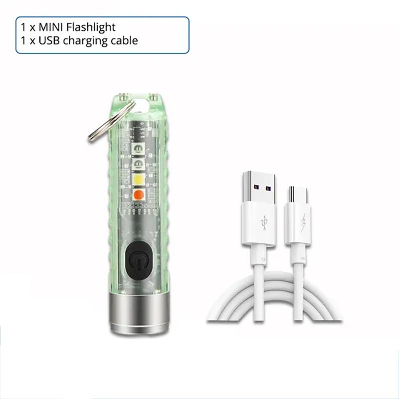 Multifunktions-Mini-EDC-LED-Taschenlampe Tragbares Schlüsselbundlicht MagneticTorch USB-aufladbare UV-Lampe Notfall-Campinglaterne