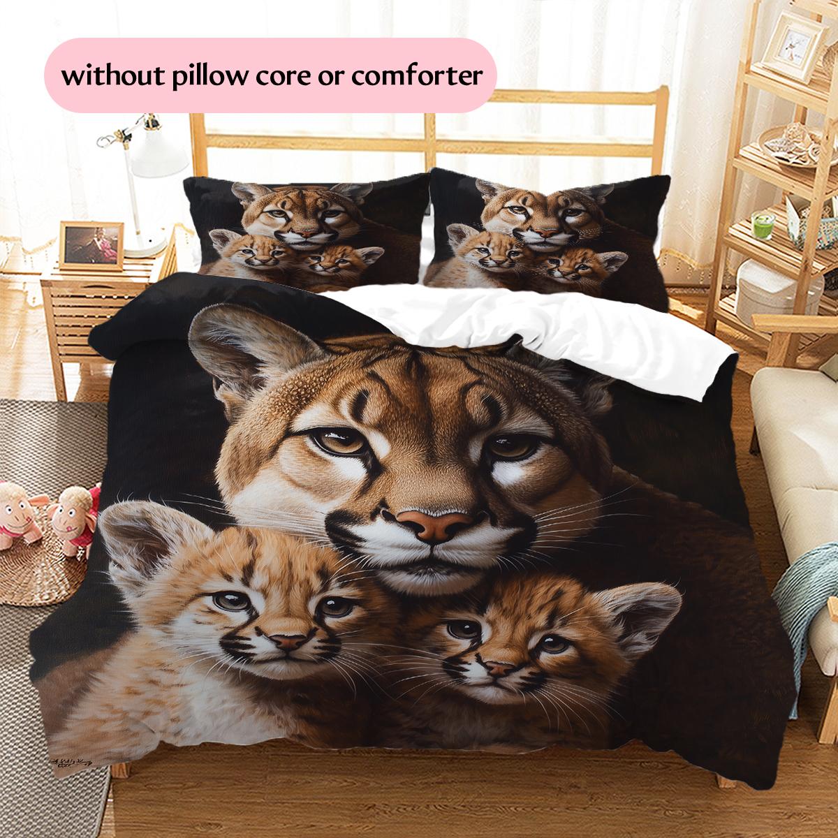 

Dark Cougar Pattern Bedding Home Decoration Birthday Gift (1 * duvet cover + 2 * pillowcase, without core) 135x200cm