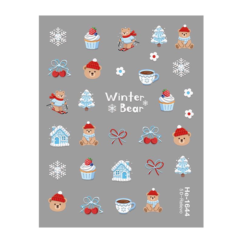 Redanco 5D Cute Cake Bear Cartoon 3D Embossed Nail Art Stickers - Hot Selling Design (He1645)