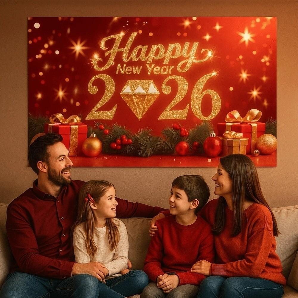 Banner 2026 Background Cloth 150x100CM New Year Wall Decor Cloth New Year Backdrop Porch Sign