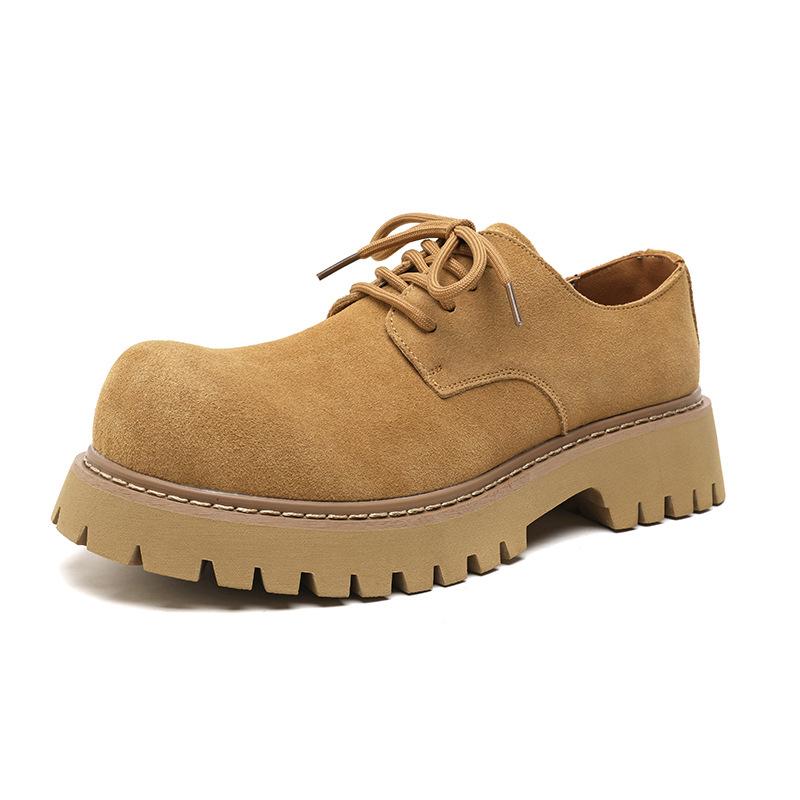 British style men casual cowboy suede leather shoes lace-up derby shoe outdoors desert platform sneakers street youth footwear