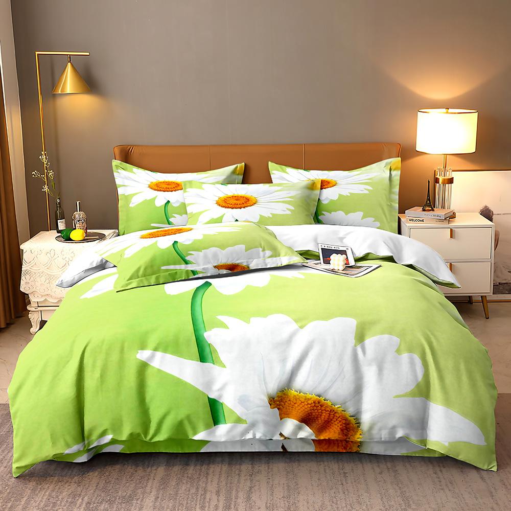 High-value beautiful flower digital printing bedding twill universal double quilt cover three-piece set 3Pcs