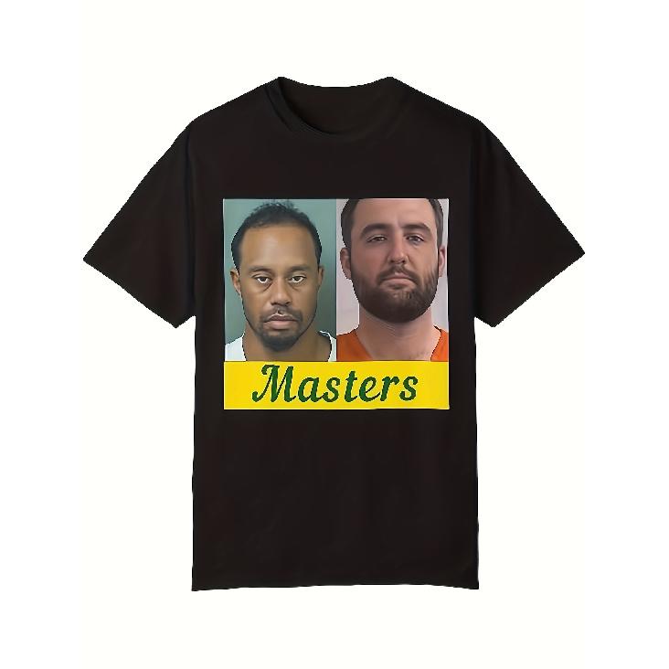 2024 Masters Free Scottie Scheffler T-Shirt | Boyfriend Gift, Friend Gift, Celebrity Portrait, Funny Golf Meme, Colorful Pure, Single-sided Print, S чёрный
