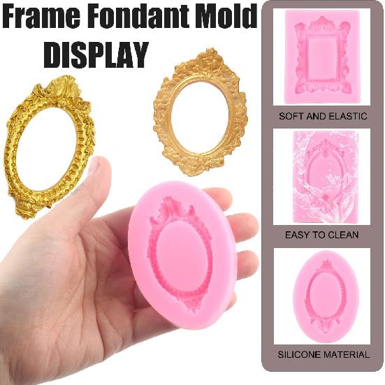 ZiXiang Photo Frame Silicone Molds Baroque Style Picture Frames Fondant Mold For Cupcake Topper Cake Decoration Chocolate Candy Polymer Clay Gum