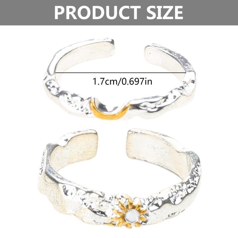 Delicate Love Sun Moon Matching Rings Stainless Steel Sun Moon Rings for Couples Simple Elegant Love Rings Jewelry