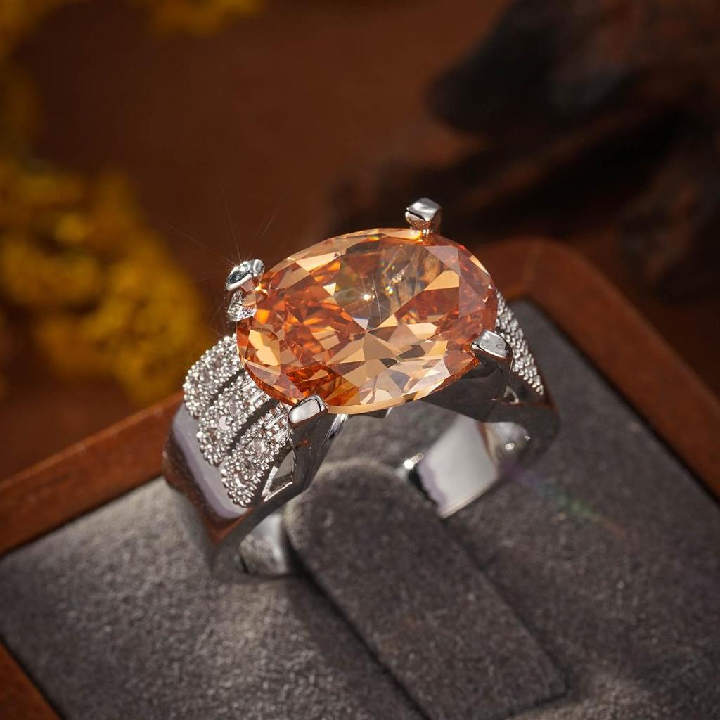 Luxury Women's Colorful Zircon Statement Ring – Exquisite Gemstone Fashion for Parties