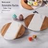 Round Marble & Acacia Wood Cake Turntable and Cutting Board